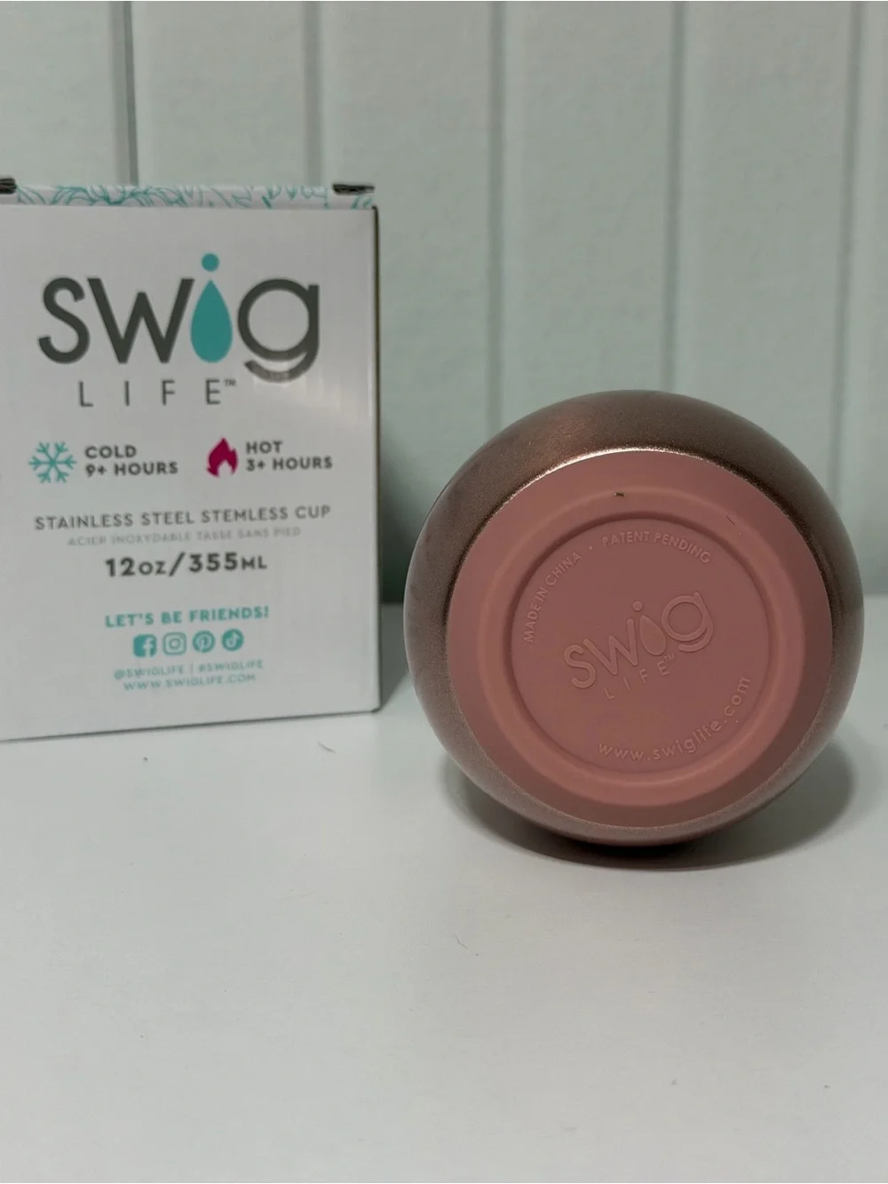 Swig Rose Metallic Insulated Stemless Wine Tumbler - 12 oz